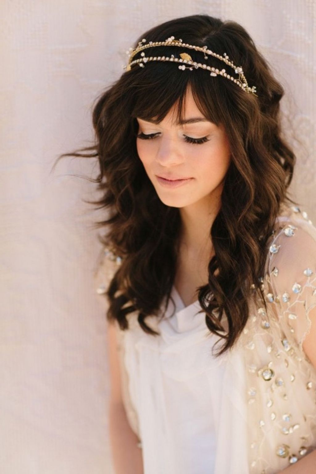 wedding hairstyles for long hair and bangs