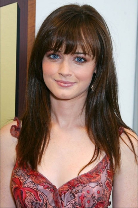 Hairstyles For Long Hair Bangs Round Face